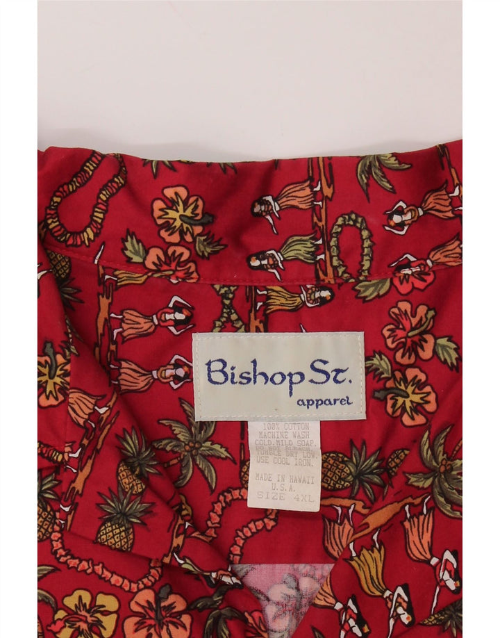Bishop St. Apparel Mens Short Sleeve Shirt 4XL Red Floral Cotton
