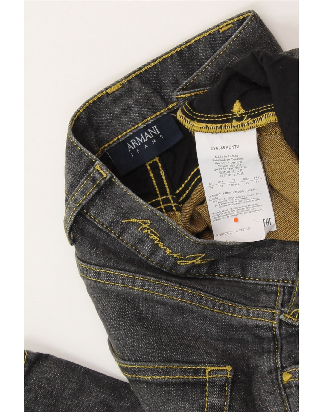 ARMANI Muške ravne traperice W33 L32 Sivi pamuk