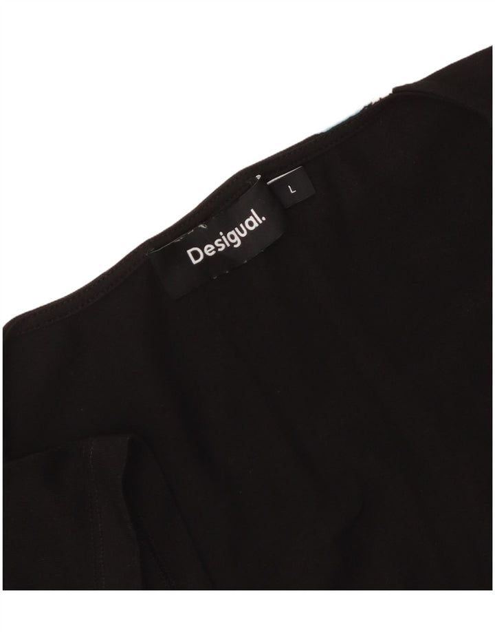 Desigual ženska grafička haljina A-kroja UK 14 velika crna