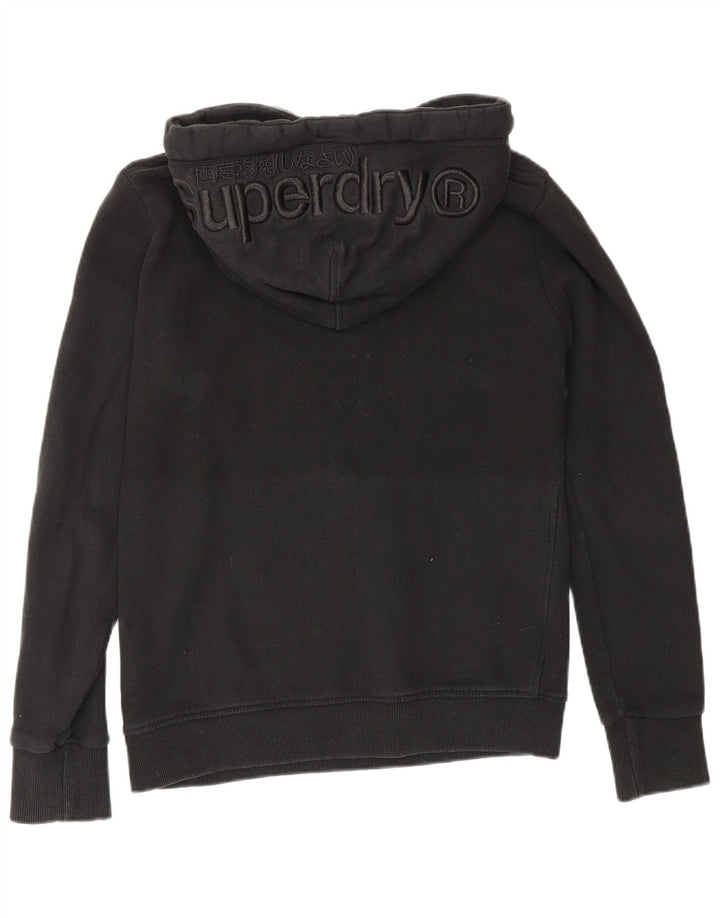SUPERDRY Womens Graphic Hoodie Jumper UK 10 Small  Black Cotton Vintage Superdry and Second-Hand Superdry from Messina Hembry 