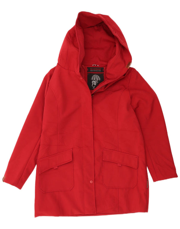 Marikoo Womens Hooded Overcoat UK 20 2XL Red Polyester