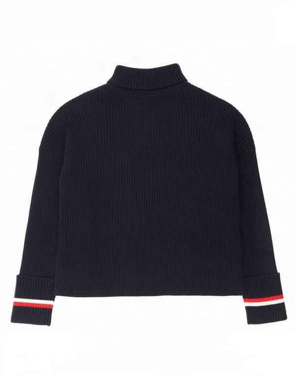 Tommy Hilfiger ženski džemper s rol izrezom UK 10 Mali tamnoplavi