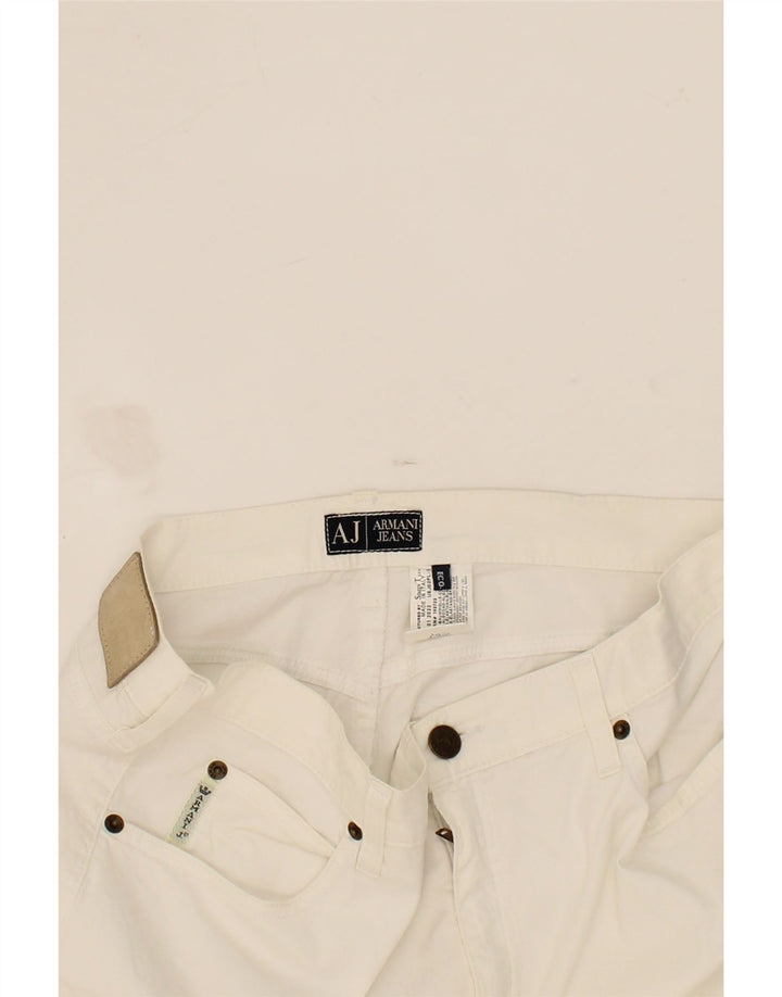 ARMANI Womens Bootcut Casual Trousers W34 L28 White Cotton Vintage Armani and Second-Hand Armani from Messina Hembry 