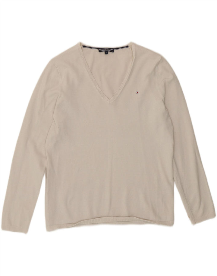 Tommy Hilfiger ženski džemper s V-izrezom UK 14 srednje bijele boje