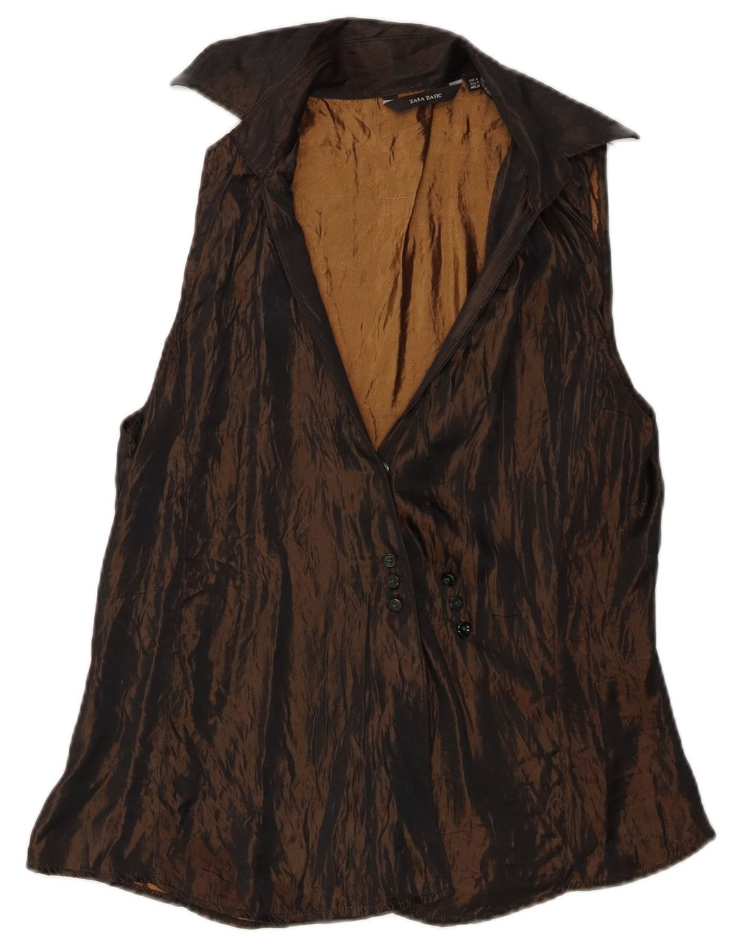 Zara ženska košulja bez rukava UK 12 srednje smeđa acetat