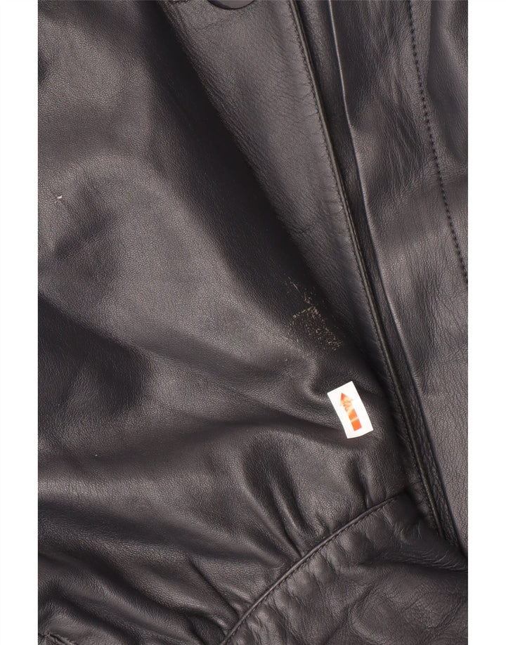 Vintage ženski preveliki kožni kaput IT 44 srednje crne kožne klasike