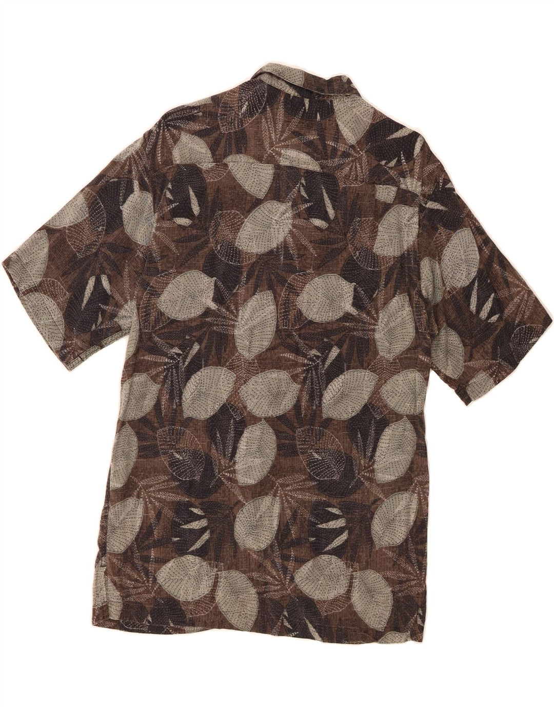 IZOD Mens Short Sleeve Shirt Medium Brown Floral Silk Vintage Izod and Second-Hand Izod from Messina Hembry 