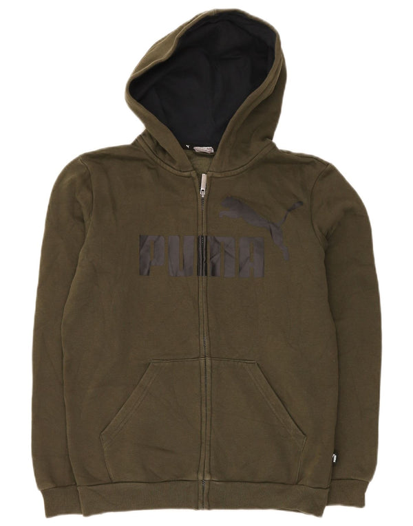 PUMA Boys Graphic Zip Hoodie pulover 13-14 Years Green Pamuk