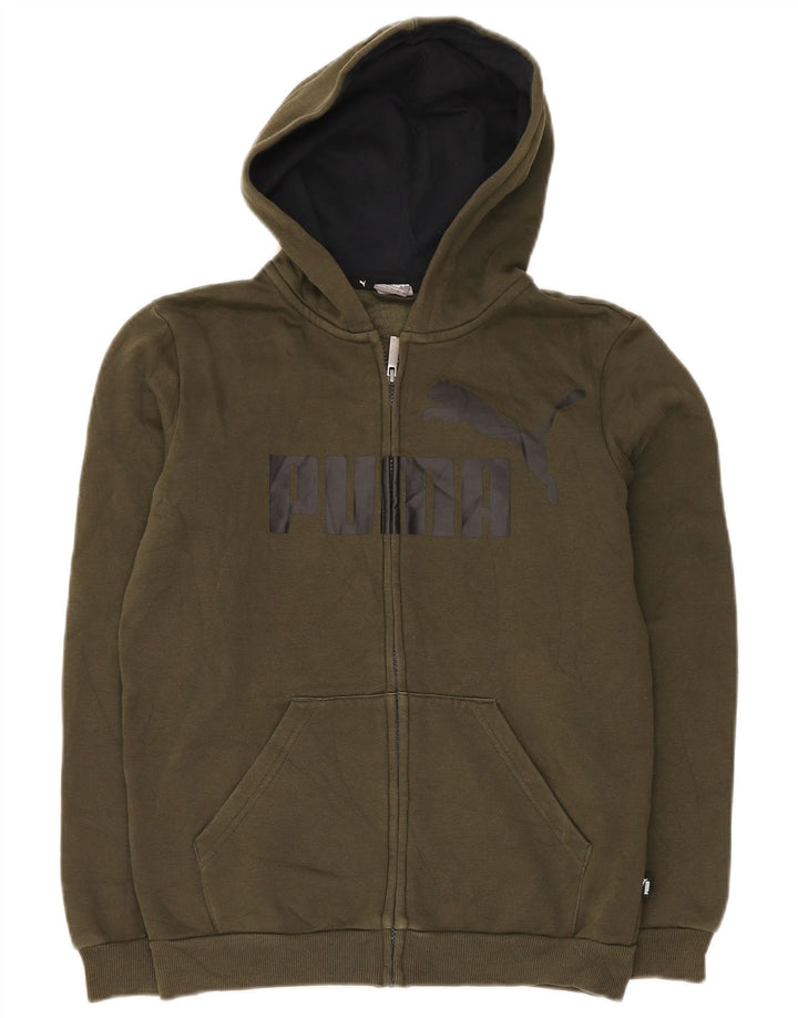 PUMA Boys Graphic Zip Hoodie pulover 13-14 Years Green Pamuk