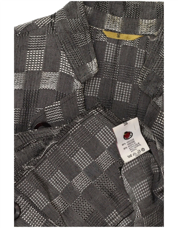 VINTAGE Womens Oversized 2 Button Blazer Jacket EU 36 Small Grey Check
