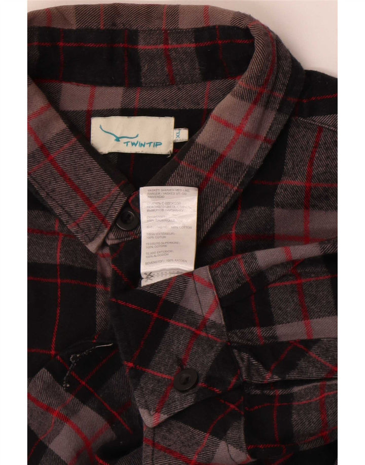 Vintage muška flanelska košulja XL, crni karirani pamuk