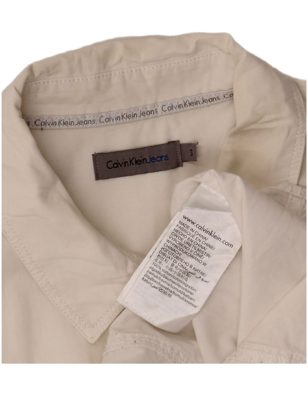 CALVIN KLEIN JEANS Ženska prevelika košulja UK 10 Mali bijeli pamuk