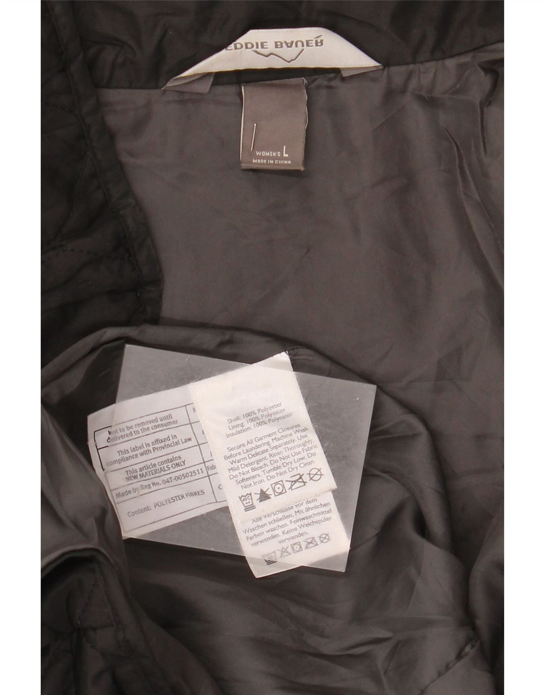 Eddie Bauer ženska prošivena jakna UK 16 veliki crni poliester