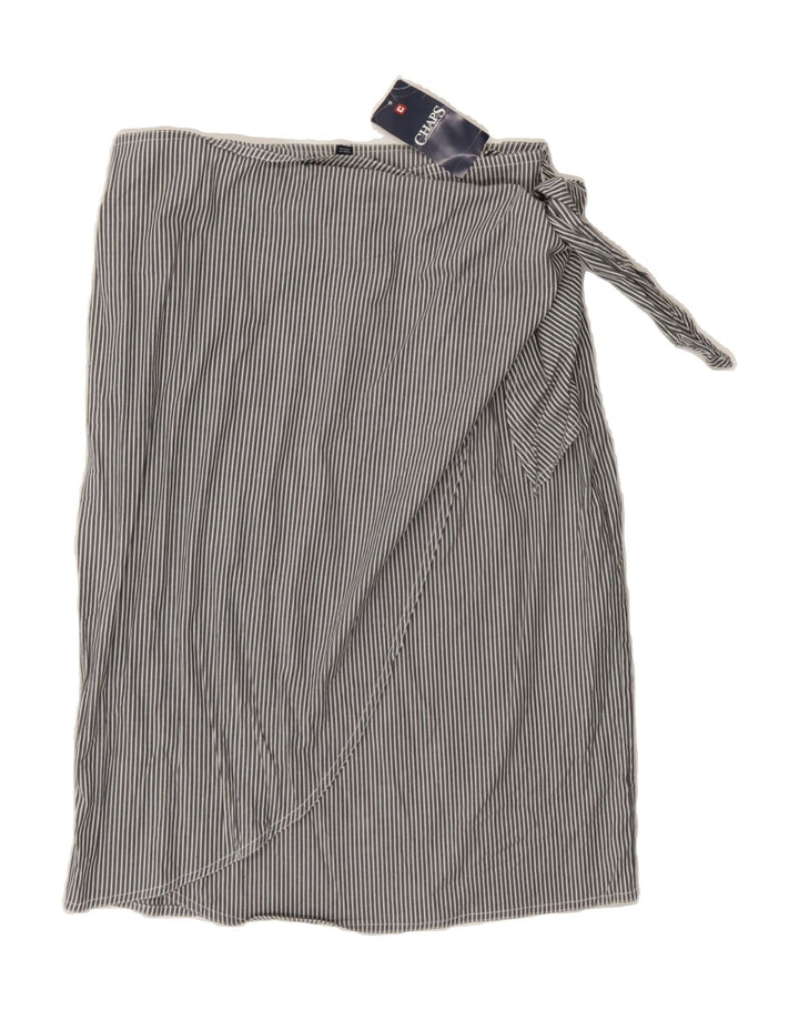 CHAPS Womens Wrap Skirt US 10 Large W32  Grey Striped Cotton Vintage Chaps and Second-Hand Chaps from Messina Hembry 