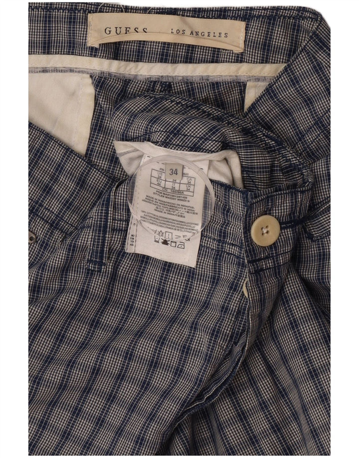 Guess muške chino kratke hlače W34 veliki plavi karirani pamuk