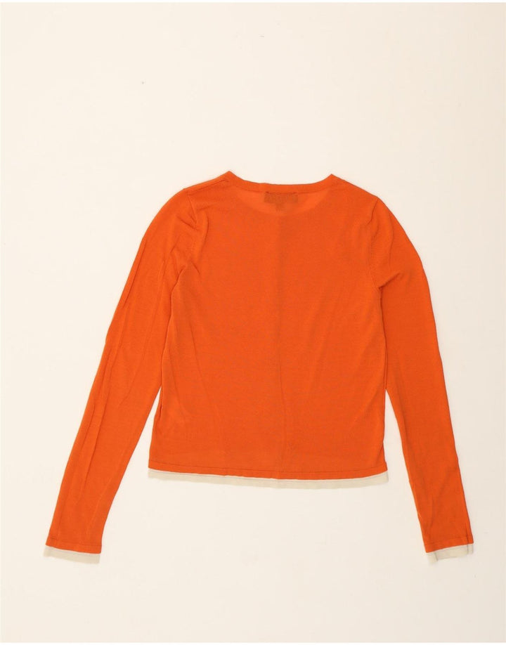 Zara ženski kratki kardigan pulover UK 10 Small Orange Colourblock Cotton