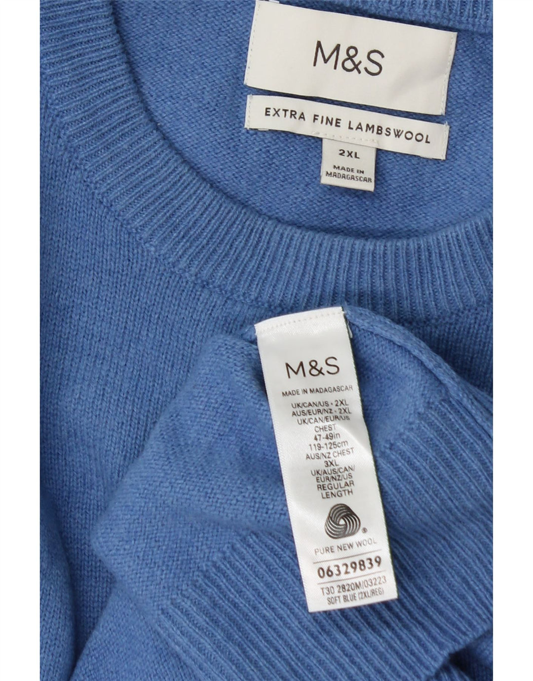 Marks & Spencer muški džemper s okruglim izrezom 2XL plava vunena