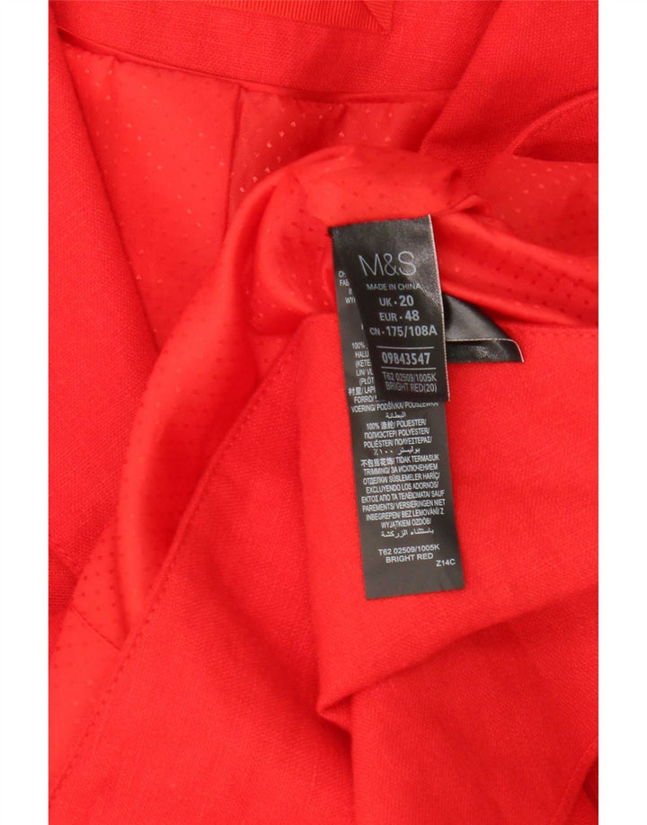 Marks & Spencer ženska jakna s 3 gumba UK 20 2XL Red Linen