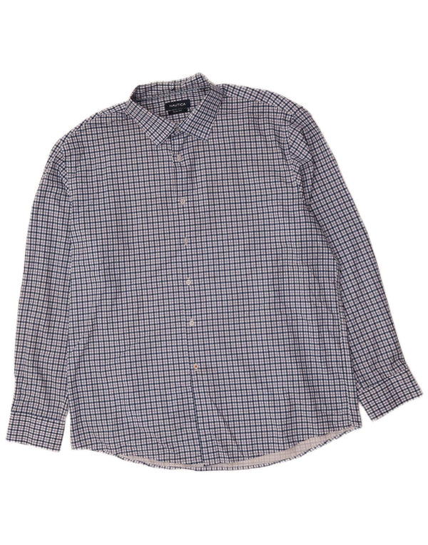 Nautica muška uska košulja veličine 17 1/2 XL plavi karirani poliester