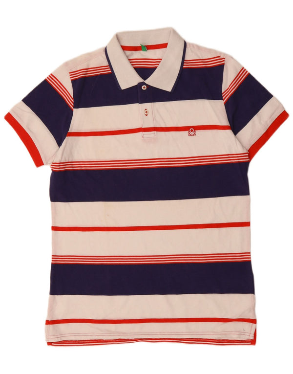BENETTON Muška polo majica, pamuk na velike bijele pruge