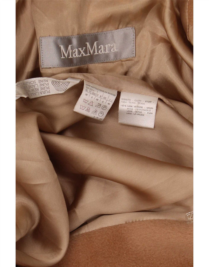 Max Mara ženski preveliki kaput s dvorednim kopčanjem UK 8 Mala bež vuna