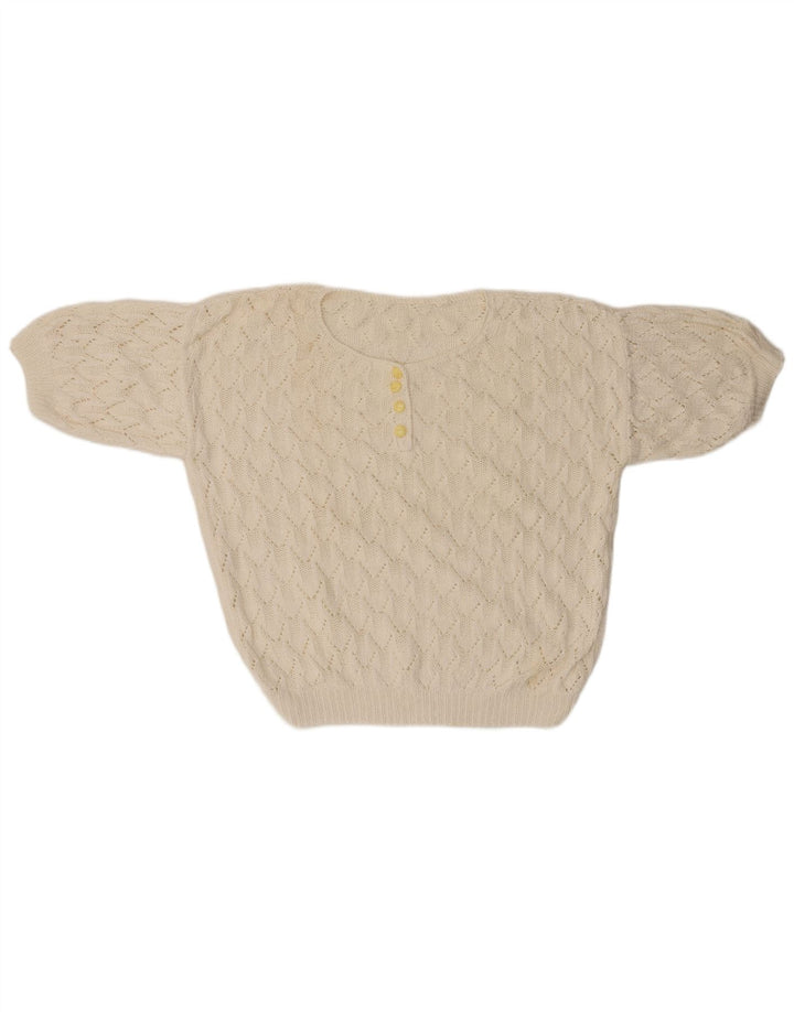 VINTAGE ženski džemper s okruglim izrezom UK 18 XL bijeli