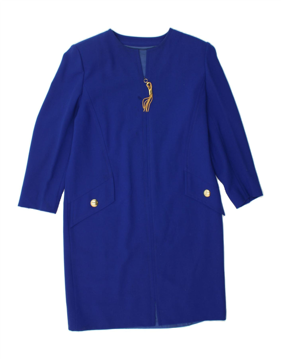 VINTAGE Womens 3/4 Sleeve Shift Dress UK 14 Medium Blue Vintage Vintage and Second-Hand Vintage from Messina Hembry 