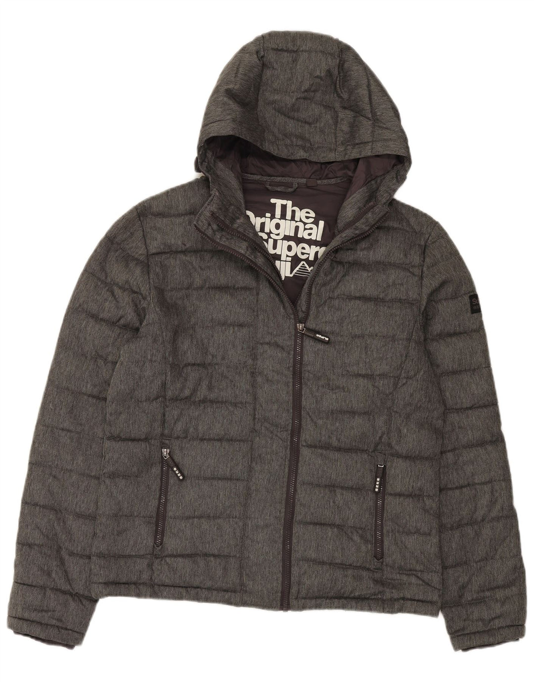 Superdry muška podstavljena jakna s kapuljačom UK 42 XL sivi poliester