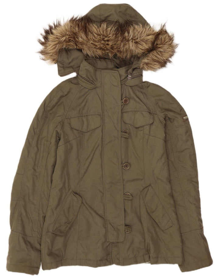 Woolrich ženska jakna parka s kapuljačom UK 10 mala kaki najlon