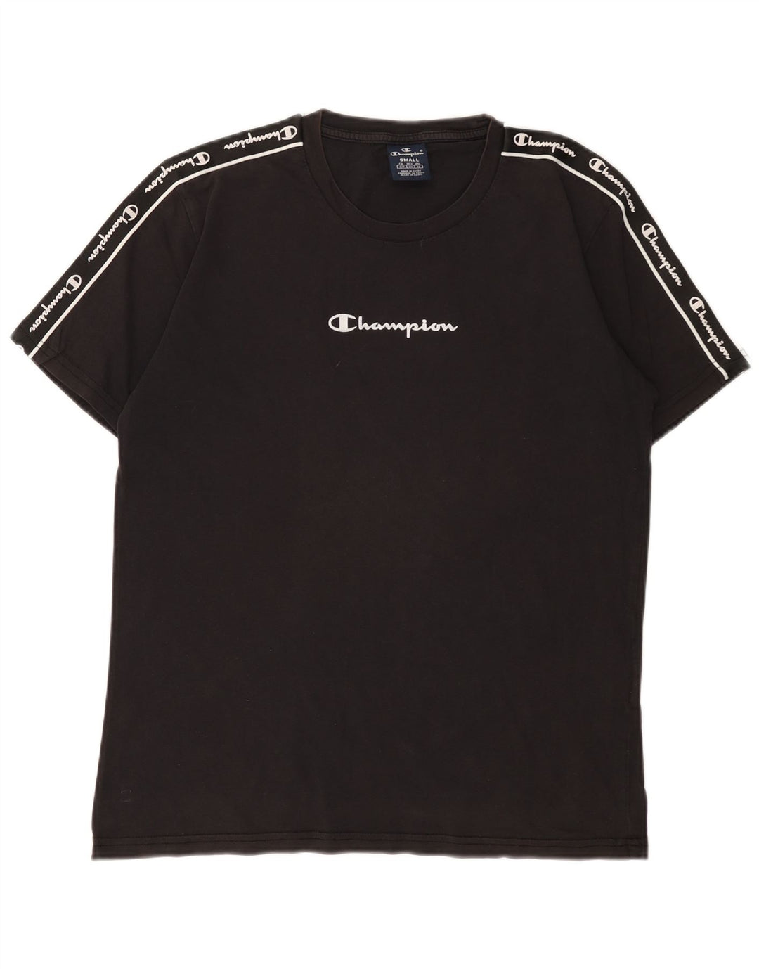 Champion Mens Graphic T-Shirt Top Small Black Cotton