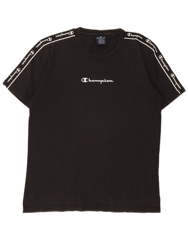 Champion Mens Graphic T-Shirt Top Small Black Cotton