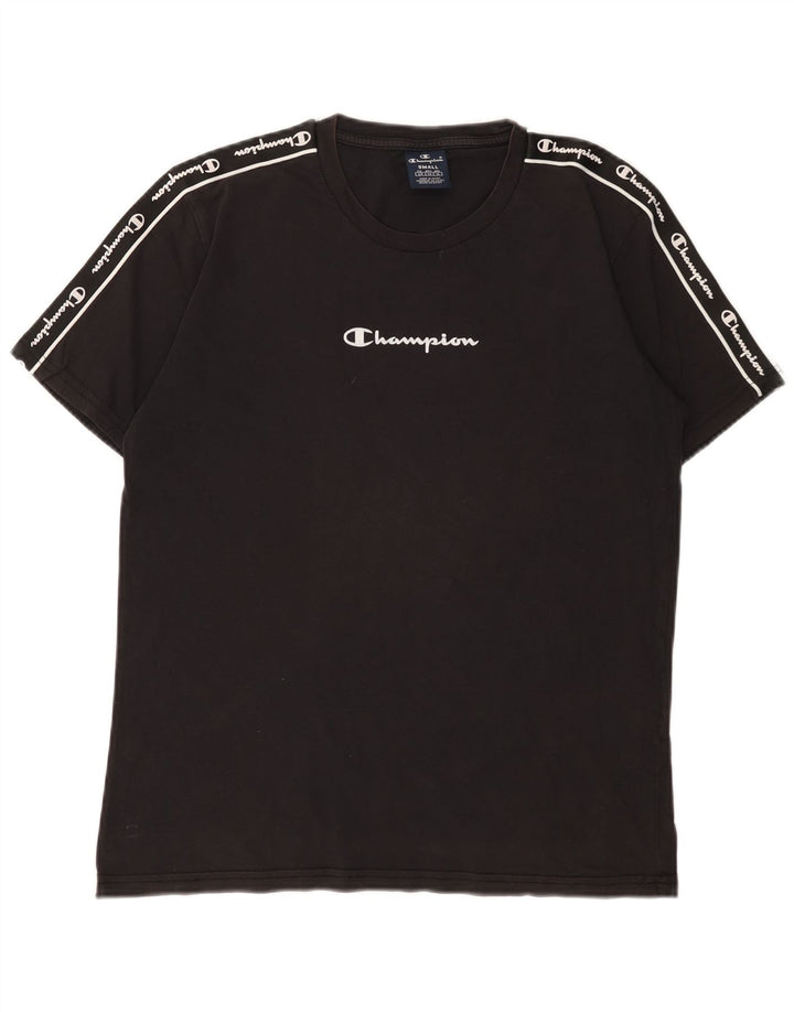 Champion Mens Graphic T-Shirt Top Small Black Cotton