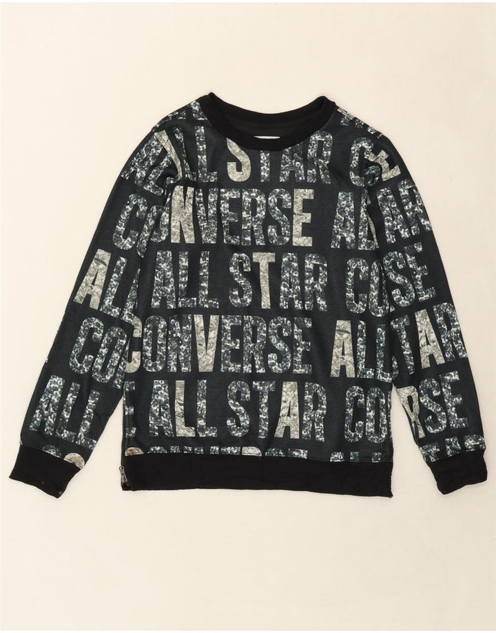 CONVERSE Boys Graphic Sweatshirt Jumper 13-14 Years XL Black Polyester Vintage Converse and Second-Hand Converse from Messina Hembry 