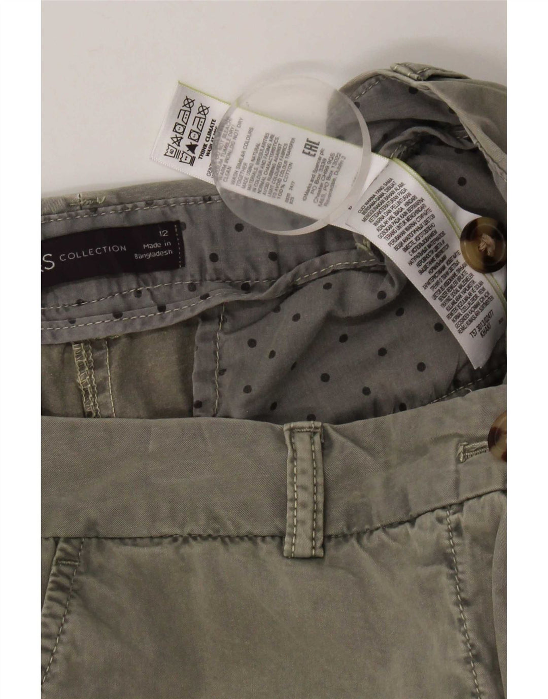 Marks & Spencer ženske chino kratke hlače UK 12 srednje W32 kaki pamuk