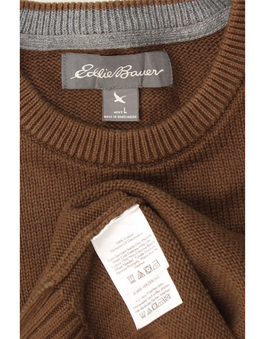 Eddie Bauer Muški džemper s okruglim izrezom Veliki smeđi pamuk