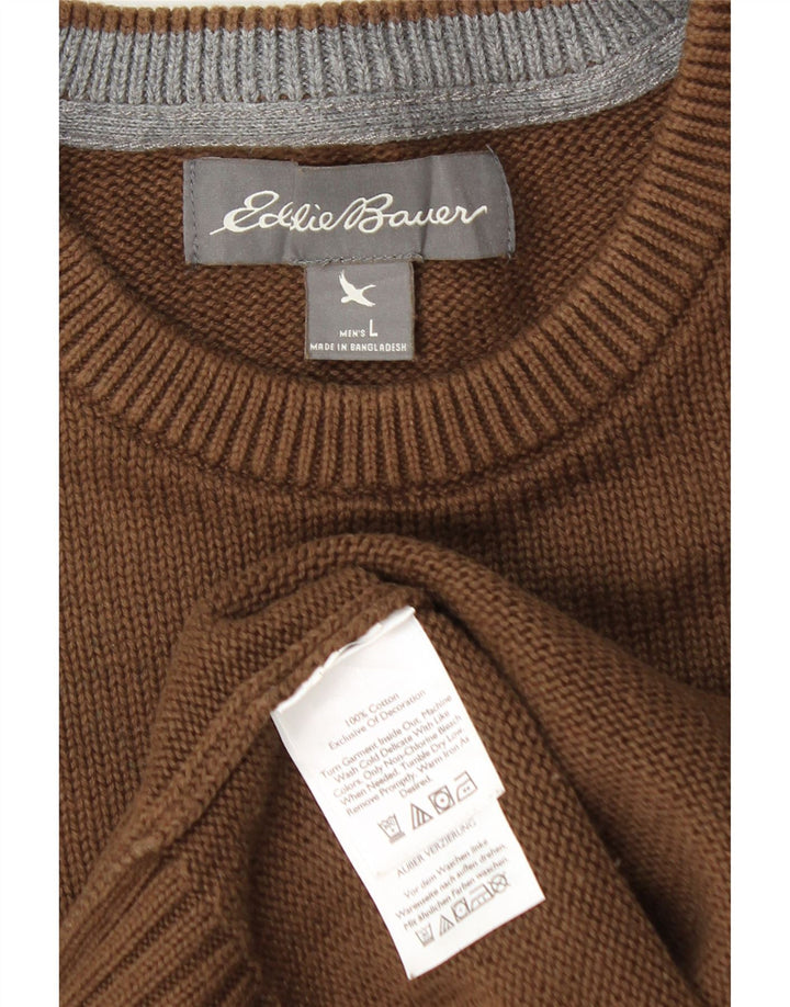 Eddie Bauer Muški džemper s okruglim izrezom Veliki smeđi pamuk