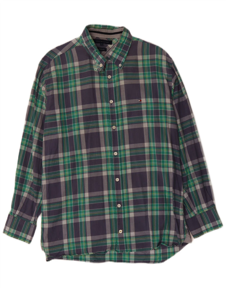 TOMMY HILFIGER Mens Custom Fit Shirt Large Multicoloured Check Cotton