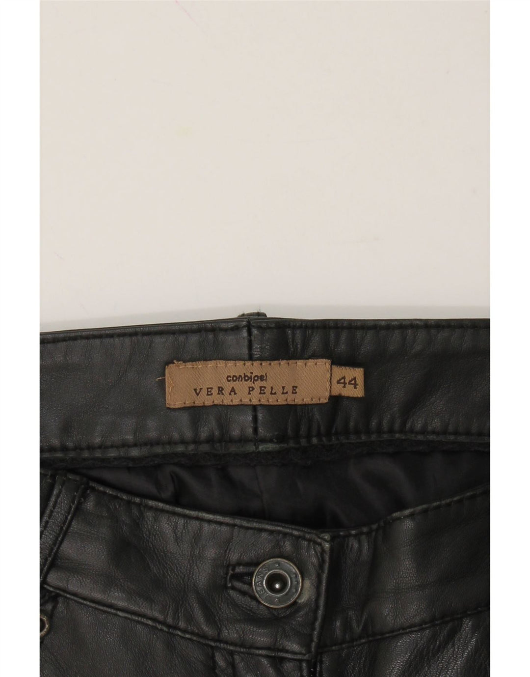 CONBIPEL Womens Straight Trousers IT 44 Medium W30 L28 Black Leather Vintage Conbipel and Second-Hand Conbipel from Messina Hembry 