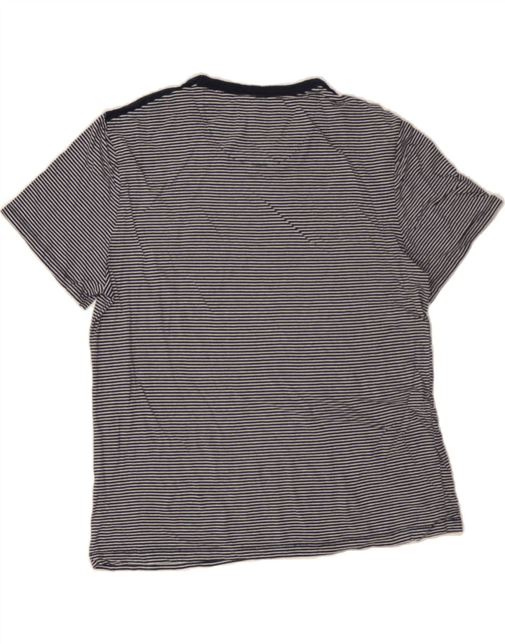 PENGUIN Mens T-Shirt Top XL Navy Blue Striped Vintage Penguin and Second-Hand Penguin from Messina Hembry 