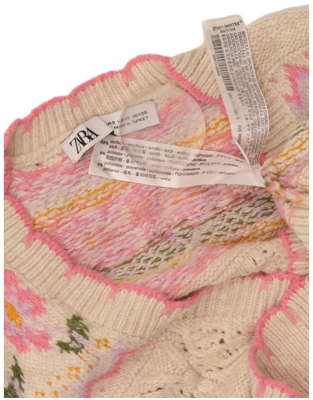 ZARA ženski kratki kardigan pulover širokog kroja UK 10 Mali ružičasti cvjetni