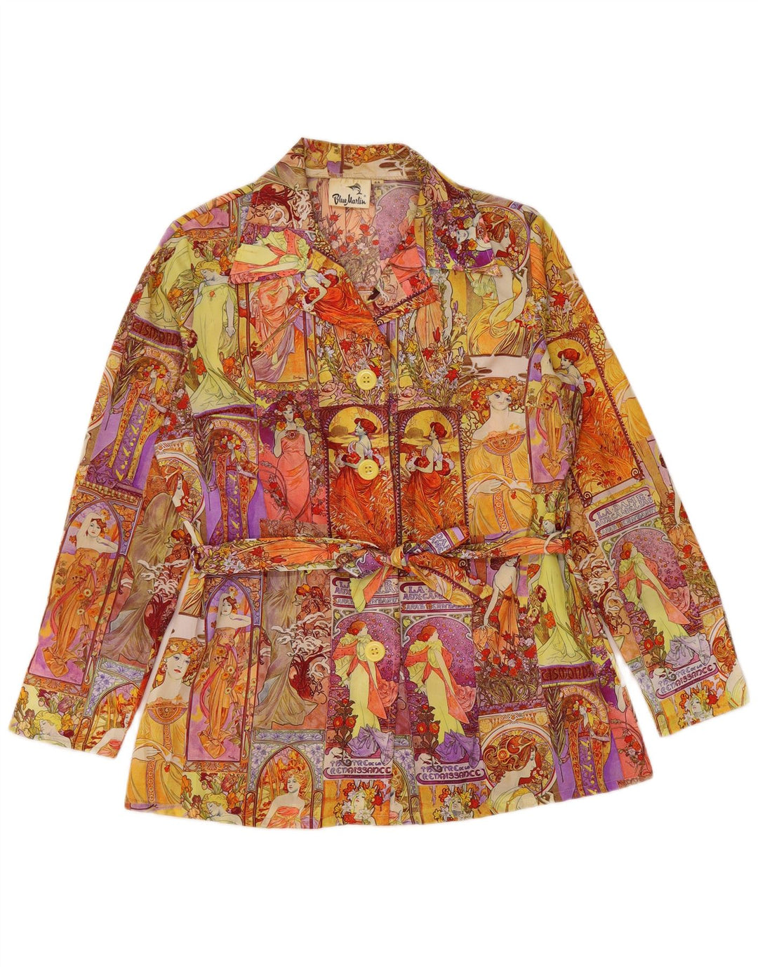 VINTAGE Ženska jakna sa 4 gumba sa grafikom IT 44 srednje višebojna