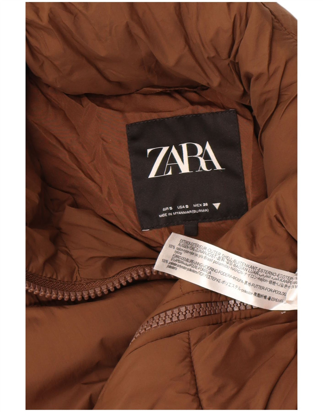 Zara ženski preveliki podstavljeni kaput UK 10 Mali smeđi najlon