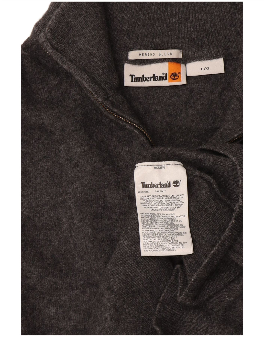 Timberland muški džemper s izrezom i velikim sivim vunenim puloverom