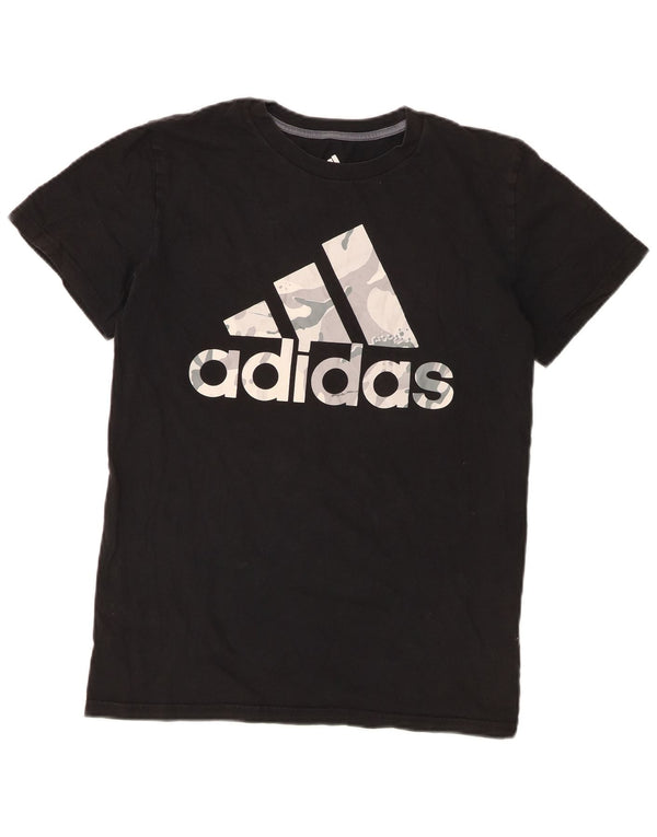 Adidas Boys Graphic T-Shirt Top 12-13 Years Large Black Cotton