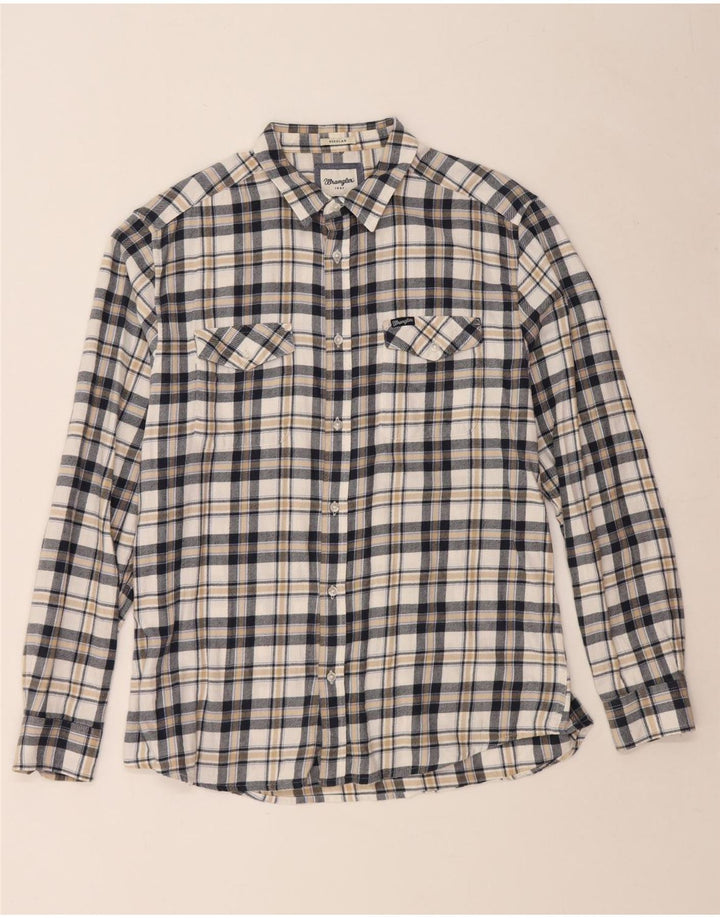 WRANGLER Muška flanelska košulja standardnog kroja XL bijeli karirani pamuk