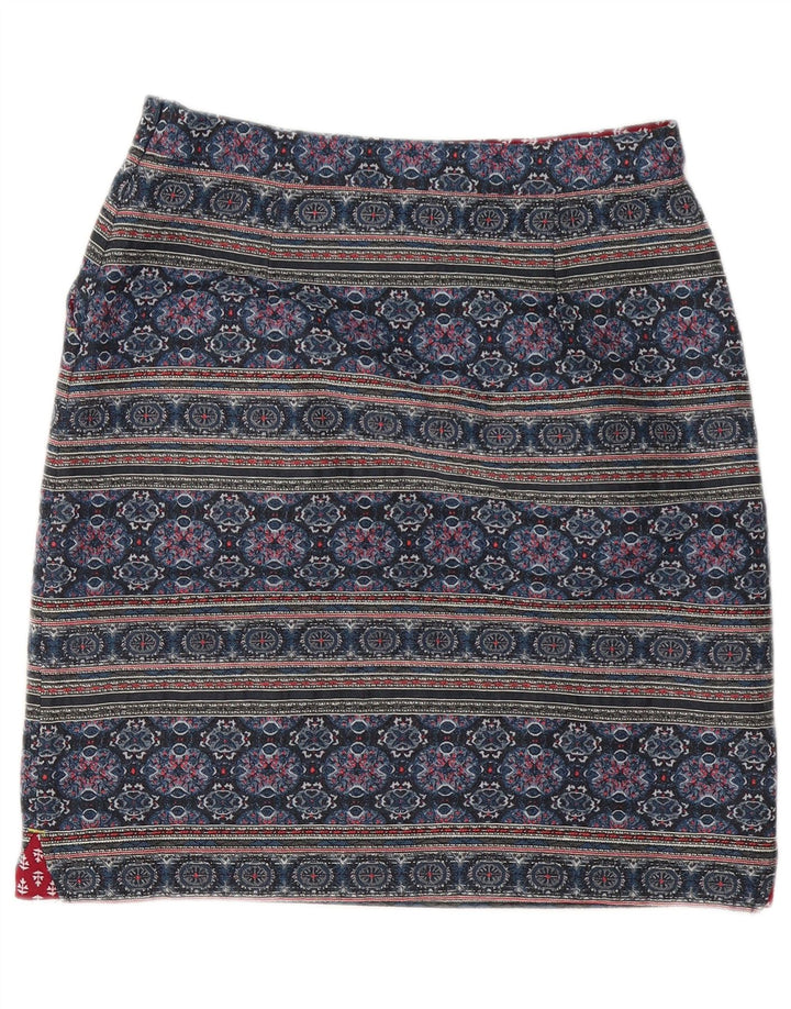 Bijela ženska mini suknja UK 10 Mala W30 plavi geometrijski poliester
