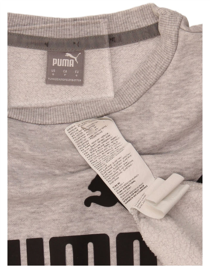 PUMA Womens Oversized Graphic Sweatshirt Jumper UK 10 Small Grey Cotton
