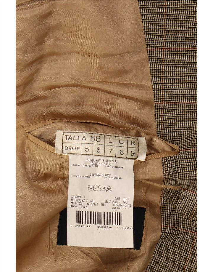 BURBERRY Mens 3 Button Blazer Jacket IT 56 3XL Beige Check Wool Vintage Burberry and Second-Hand Burberry from Messina Hembry 