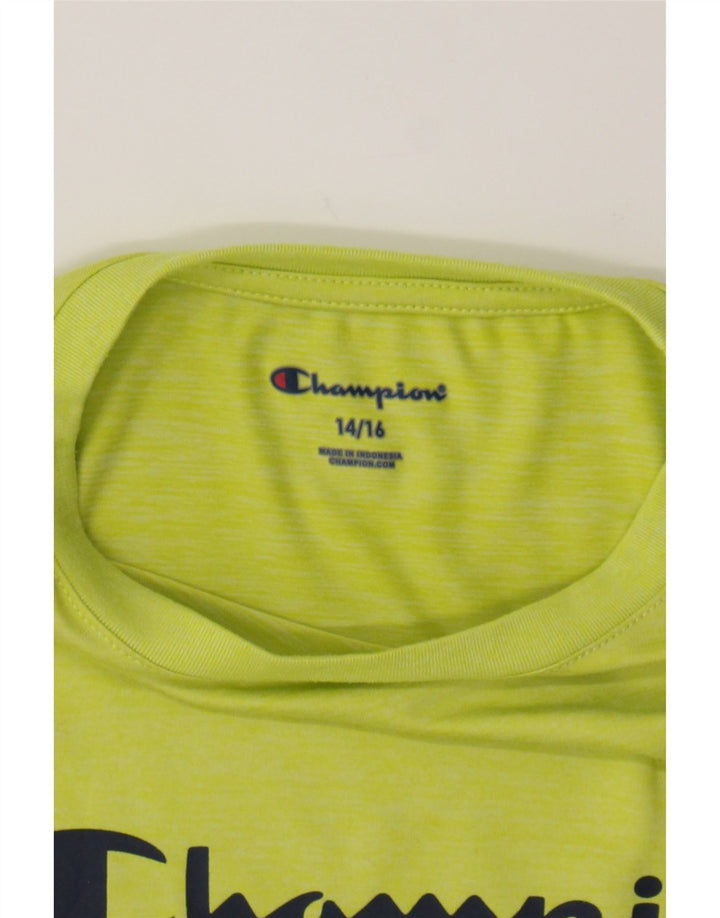 CHAMPION Boys Graphic T-Shirt Top 14-15 Years Yellow Polyester Vintage Champion and Second-Hand Champion from Messina Hembry 