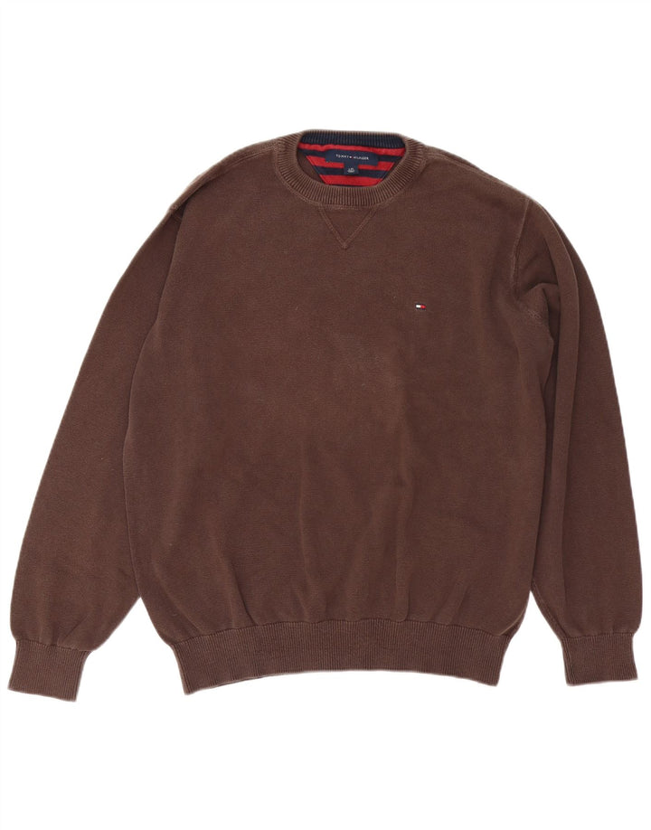 Veliki smeđi muški džemper s okruglim izrezom Tommy Hilfiger